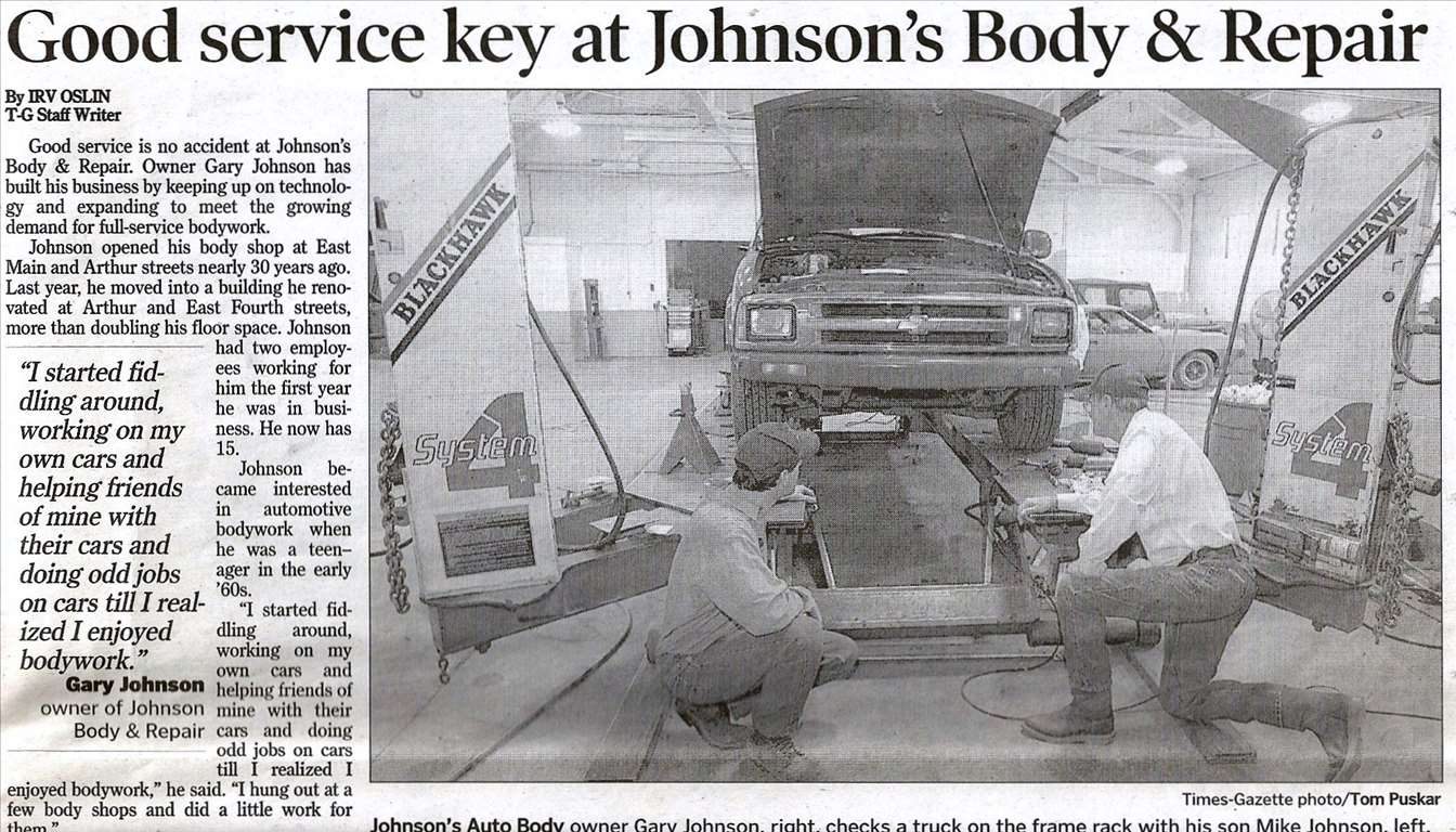 Ashland Times-Gazette feature on Johnson's Body & Repair